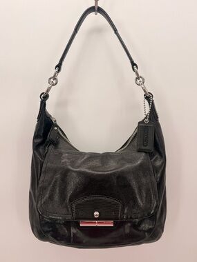 COACH Kristin Black Leather Hobo Shoulder Bag Slouchy Soft Leather Medium